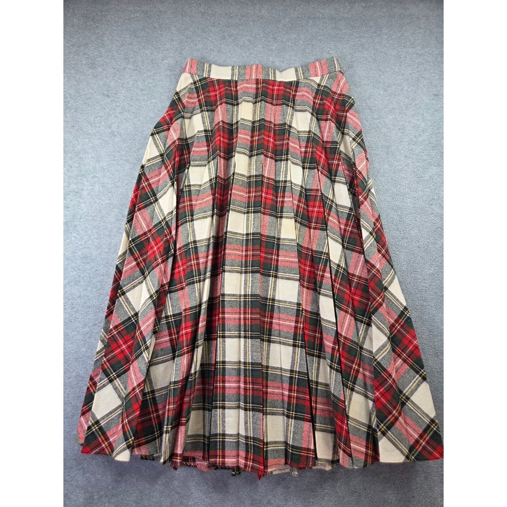 Unbranded Womens Vintage Plaid Pleated Midi Skirt Red Dark Academia